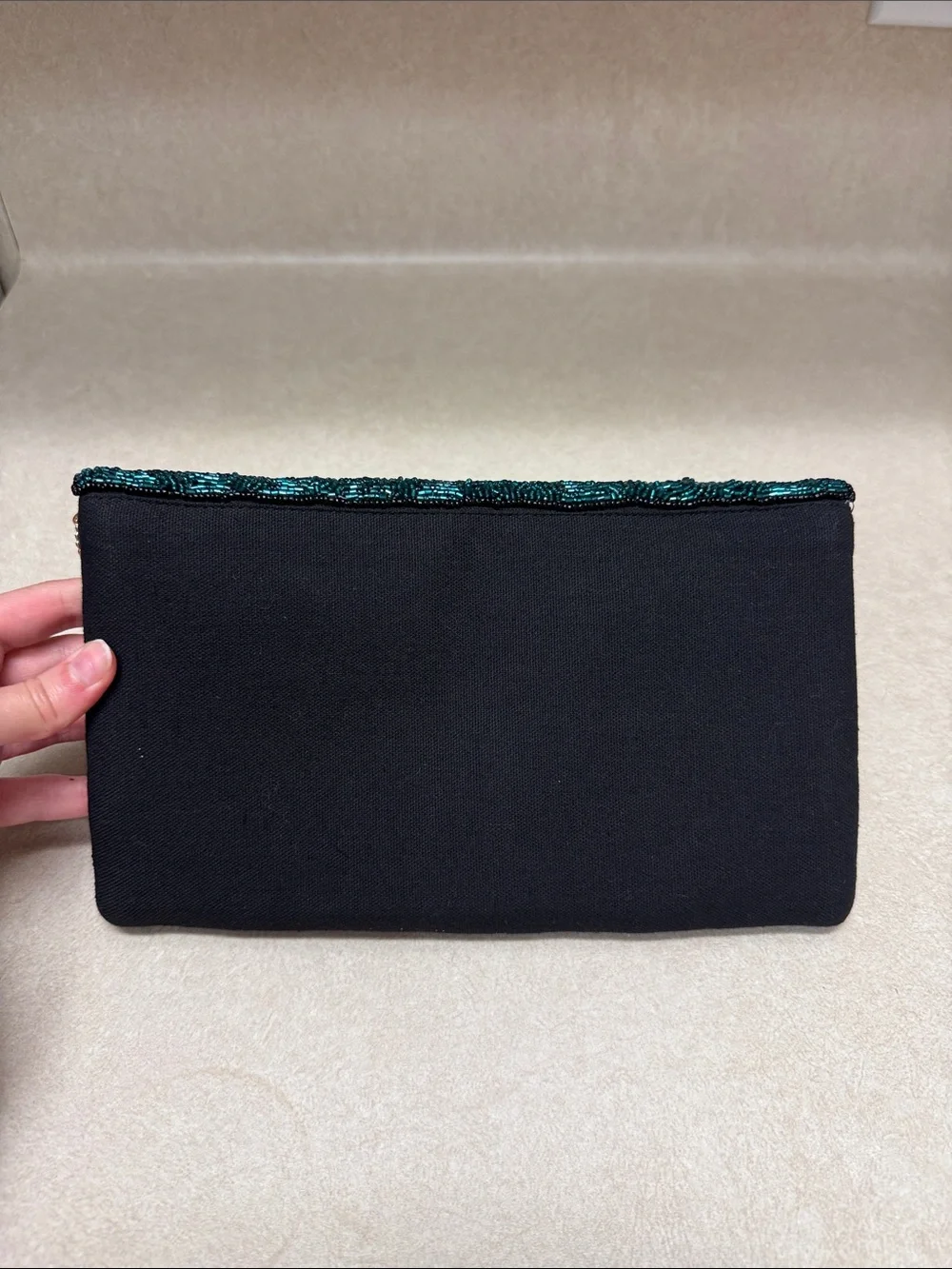 Beaded Tribal Pattern Crossbody Clutch in Brown and Teal - Picture 3 of 5